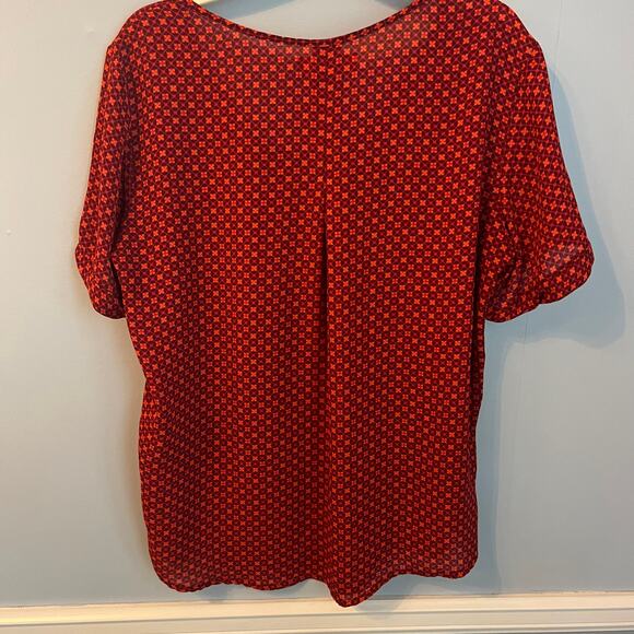 Joe Fresh Red White Blouse Top Size Large - Picture 6 of 10